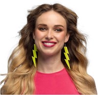 Boland boucles d'oreilles néon jaune éclair rétro femme fête 80s 90s-2
