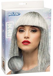 Boland perruque argentée lisse mi-longue femme fête glamour paillettes