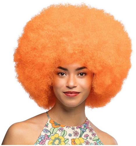 Boland perruque afro néon orange femme - accessoire déguisement carnaval-3