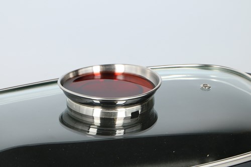 Alpina plat à rôtir cocotte avec couvercle en verre 5,5L aluminium noir-3