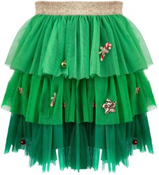 Great Pretenders kerst tutu groen - feestelijke verkleedrok 4-6 jaar