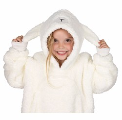 Noxxiez knuffel hoodie schaap medium - fleece draagbare deken voor kinderen