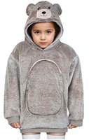 Noxxiez Hoodie Deken Beer - Kindertrui Fleece 3-6 Jaar - Knuffel