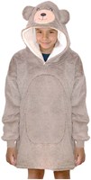 Noxxiez hoodie deken medium beer - zachte fleece trui voor kinderen