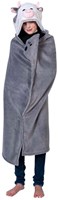 Noxxiez knuffeldeken koe fleece hoodie 130x100cm voor kinderen