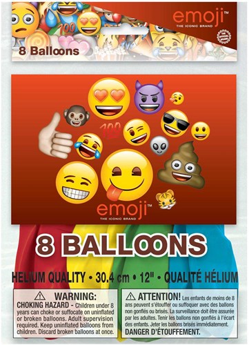 Haza ballonnen emoji 30cm 8 stuks feestdecoratie helium