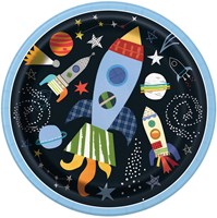 Haza ruimte feest bordjes karton 23cm 8 stuks kleurrijk