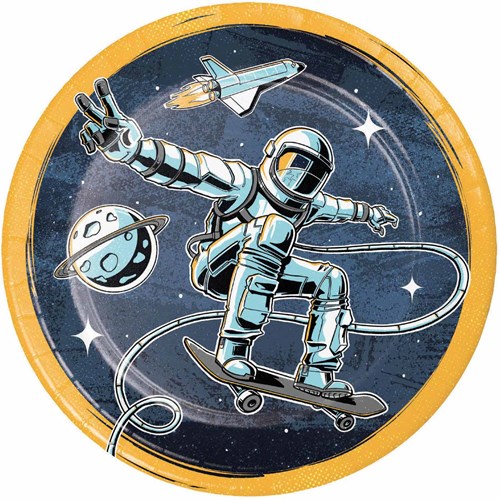 Haza astronaut bordjes ruimte kinderfeestje 8 stuks multicolor