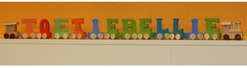 Small Foot houten lettertrein blauw - letter M - speelgoed treinset-3
