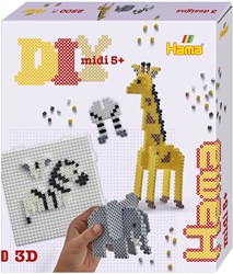 Hama boîte cadeau perles à repasser 3D safari - set créatif