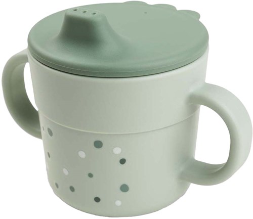 Done by Deer Gobelet d'apprentissage vert à pois joyeux - 2-en-1 215ml