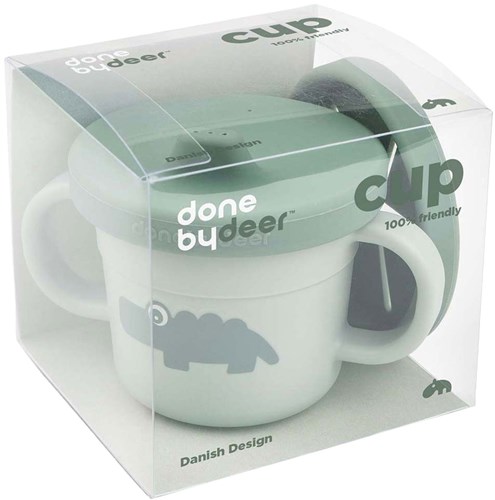 Done by Deer snackbeker en tuitbeker Croco groen 215ml siliconen