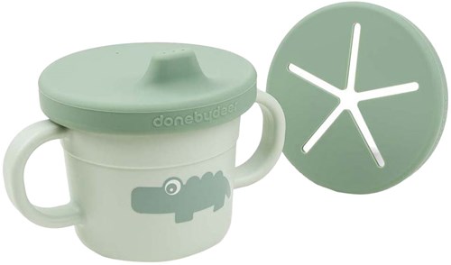 Done by Deer snackbeker en tuitbeker Croco groen 215ml siliconen-2