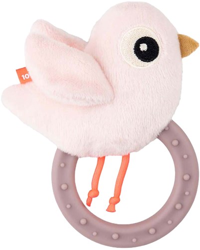 Done by Deer hochet bébé anneau de dentition Birdee rose jouet sensoriel-2