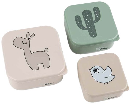 Done by Deer set de boîtes à goûter beige mix 3 pcs - boîtes à snacks enfants
