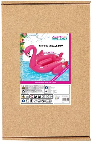 Alert opblaasbaar flamingo eiland zwembad 240x180 cm met handvaten