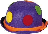 Boland - Chapeau melon clown à pois - chapeau déguisement coloré - adulte