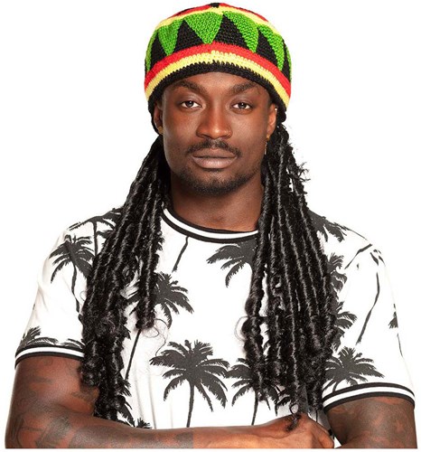 Boland chapeau Rasta - bonnet déguisement avec cheveux pour hommes adultes-2