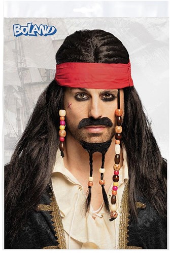 Boland perruque pirate Tobias avec bandana moustache barbe - accessoire carnaval