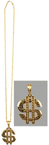 Boland ketting dollar goud accessoire voor gangster en rapper