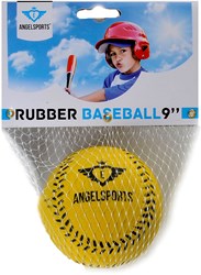 Rubberen honkbal speelgoedbal 9 inch in net - multi kleur