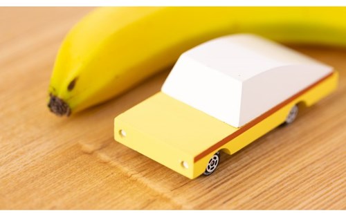 Candylab houten speelgoedauto geel - Candycar B. Nana designauto-3