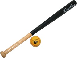 Angel Sports honkbalset - houten honkbalbat 28 inch met bal zwart