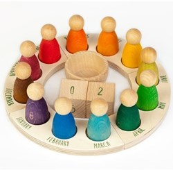 Grapat houten speelgoed jaarring met poppetjes perpetual calendar