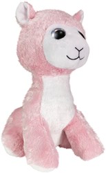Lumo Stars knuffel lama Olivia 24cm pluche speelgoed roze wit