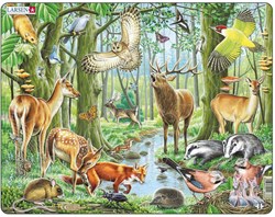 Puzzle animaux forêts européennes - jouet éducatif carton 40 pièces