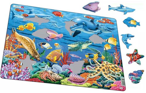 Puzzle animaux récif corallien carton 35 pièces jouet éducatif-2