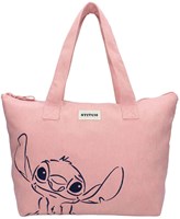Vadobag shopper Stitch roze ribstof tas met schouderbanden-2