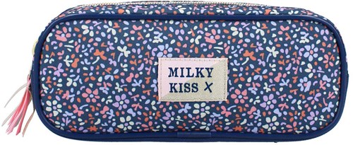 Milky Kiss etui bloemenprint met twee vakken voor school-2