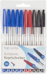 Balpennen set kleur - 10 stuks - blauw, rood, zwart - schrijfplezier