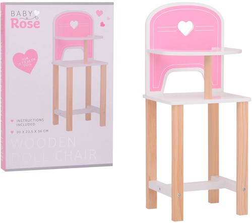 Johntoy chaise de poupée en bois Baby Rose - meuble poupée jouet