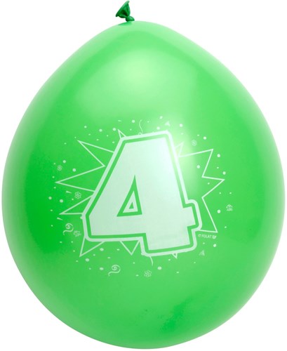 Folat ballonnen verjaardag 4 jaar - 8 stuks kleurrijk latex-2