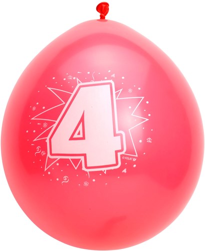 Folat ballonnen verjaardag 4 jaar - 8 stuks kleurrijk latex