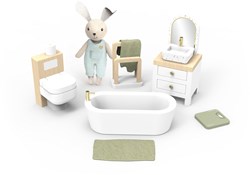 Speedy Monkey poppenhuis badkamer houten speelset met karakter