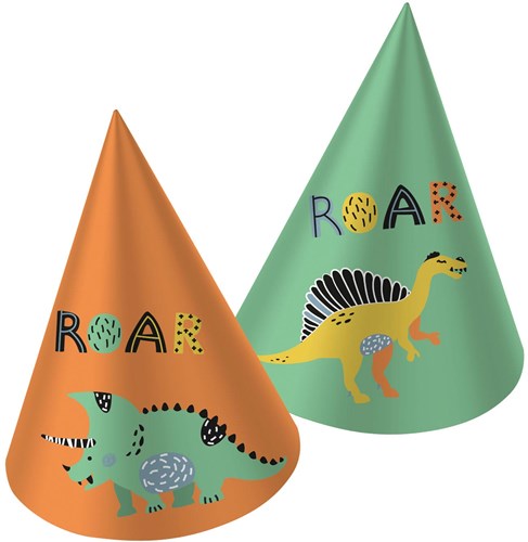 Folat feesthoedjes dinosaurus papieren kinderfeestje 6 stuks
