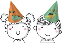 Folat feesthoedjes dinosaurus papieren kinderfeestje 6 stuks-2