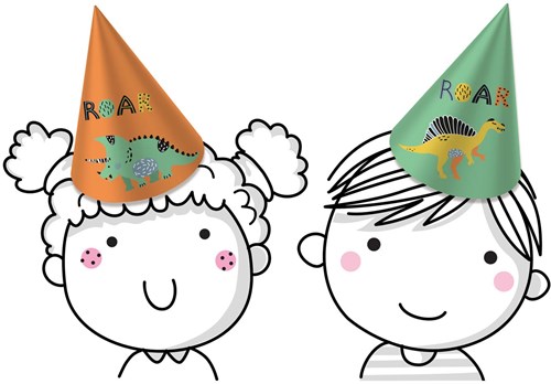 Folat feesthoedjes dinosaurus papieren kinderfeestje 6 stuks-2