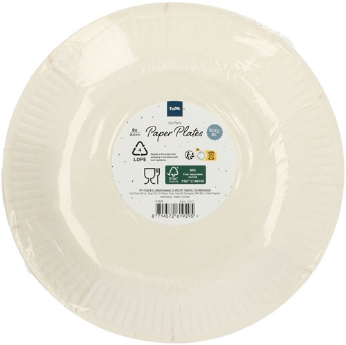 Folat papieren borden Zoo Party 23 cm 8 stuks dierenthema feest-3