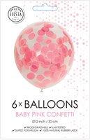 Globos ballons confettis rose bébé 30cm - lot de 6 ballons fête