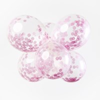Globos ballons confettis rose bébé 30cm - lot de 6 ballons fête-3