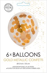 Globos ballons confettis or métallisé 30cm - décoration fête lot de 6