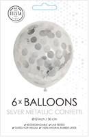 Globos ballons confettis métalliques argent 30cm décoration fête 6 pièces
