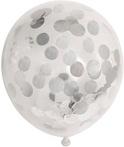 Globos ballons confettis métalliques argent 30cm décoration fête 6 pièces-2