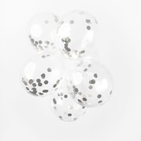 Globos ballons confettis métalliques argent 30cm décoration fête 6 pièces-3