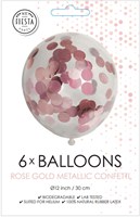 Globos ballons confettis métalliques or rose 30 cm décoration fête