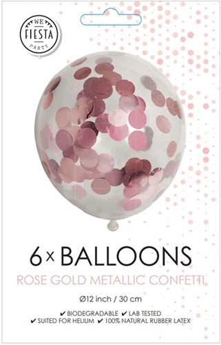 Globos ballons confettis métalliques or rose 30 cm décoration fête